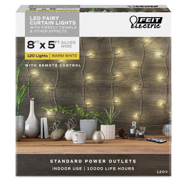 Feit Electric LED String Lights Warm White 8 ft. 100 lights FY8-120/CURTAIN